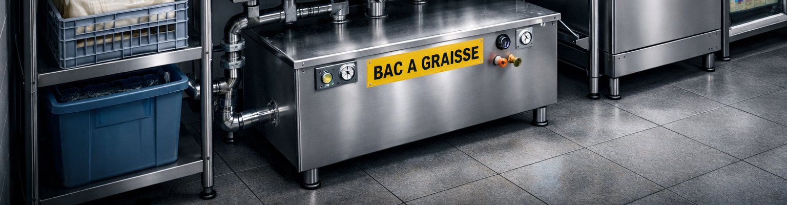 Vente et vidange de bac à graisse inox sous évier pour restaurant