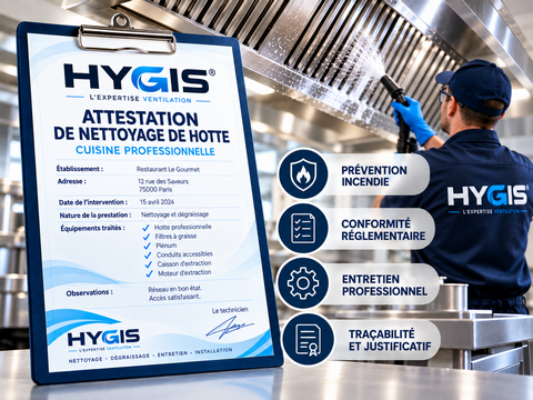 Attestation nettoyage hotte professionnelle
